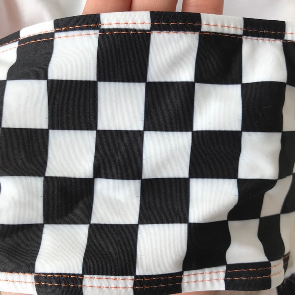 Neon orange checkered buckle bikini set - defected - Picture 7 of 8